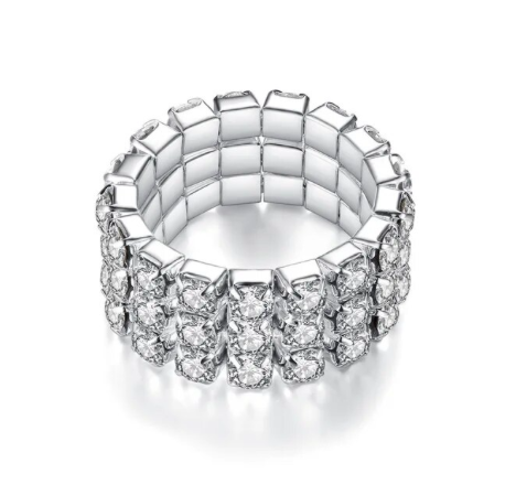 3 Row Rhinestone Ring